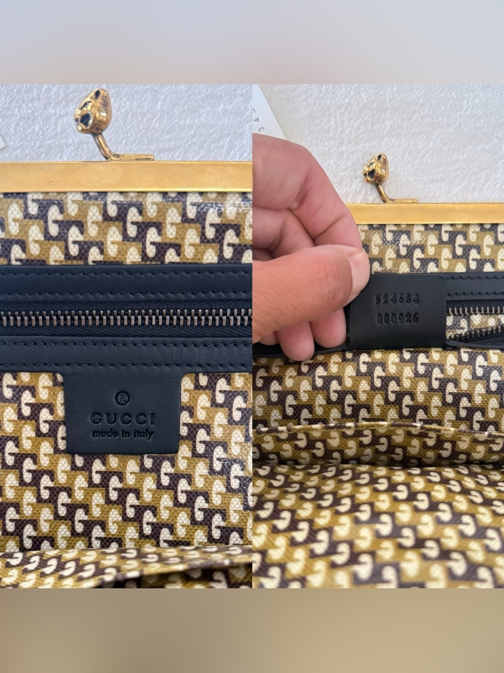 •••SOLD•••Auth Gucci Ophidia Kisslock Frame Clutch Suede Medium In Brown - Picture 17 of 17